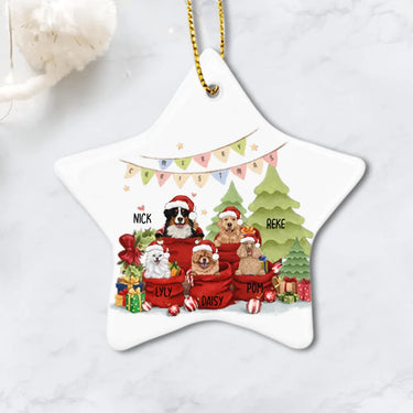 Personalized Santa Bag Christmas Ceramic Ornament gifts for dog cat lovers (PRINTED ON BOTH SIDES)