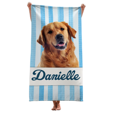 Custom Photo Glow by the Shore - Custom Personalized Beach Towel for Dogs &amp; Cats - Summer Vacation Gift, Gift For Family Members, Pet Owners, Pet Lovers