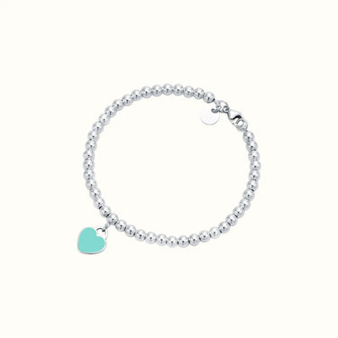 Return To T White Blue Heart Bead Bracelet