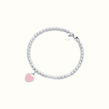 Return To T White Pink Heart Bead Bracelet