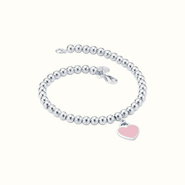 Return To T White Pink Heart Bead Bracelet