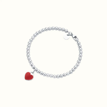 Return To T White Red Heart Bead Bracelet