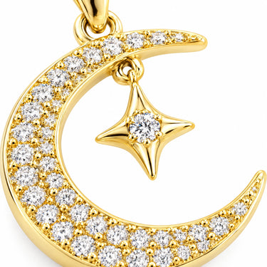 Selene Crescent Star Pendant Necklace