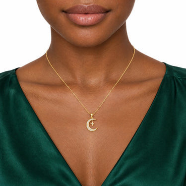 Selene Crescent Star Pendant Necklace