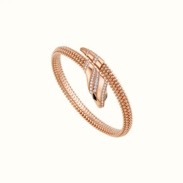Serpenti Rose Pavé Textured Coil Bangle Bracelet