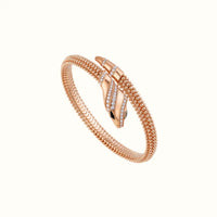 Serpenti Rose Pavé Textured Coil Bangle Bracelet