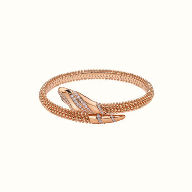 Serpenti Rose Pavé Textured Coil Bangle Bracelet