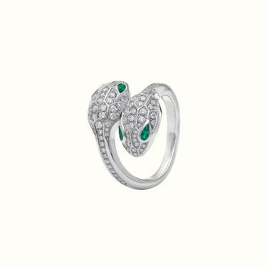 Serpenti White Double Head Pavé Ring