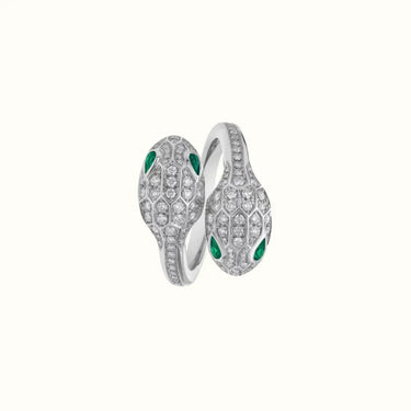 Serpenti White Double Head Pavé Ring