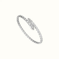 Serpenti White Double Wrap CZ Bangle Bracelet