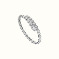 Serpenti White Pavé Double Wrap CZ Bangle Bracelet