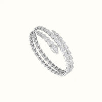 Serpenti White Pavé Triple Wrap CZ Bangle Bracelet