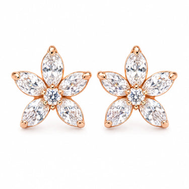 Solenne Marquise Flower Stud Earrings