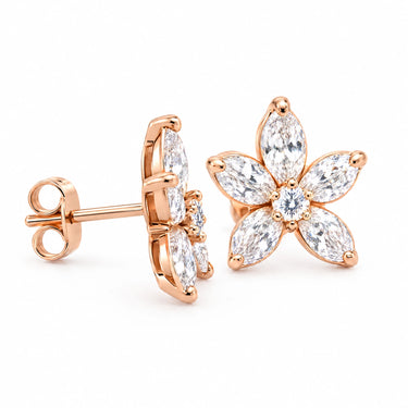 Solenne Marquise Flower Stud Earrings