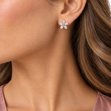 Solenne Marquise Flower Stud Earrings