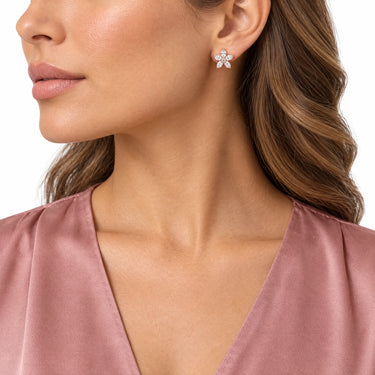 Solenne Marquise Flower Stud Earrings