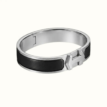 Supper H White Black Inlay Bangle Bracelet