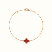 Sweet Alhambra Rose Red Clover Charm Bracelet