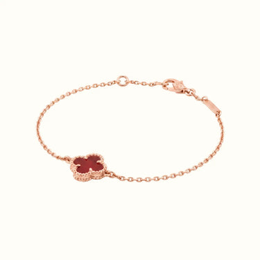 Sweet Alhambra Rose Red Clover Charm Bracelet