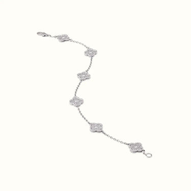 Sweet Alhambra White Mini Pavé Clover Bracelet