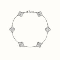 Sweet Alhambra White Mini Pavé Clover Bracelet