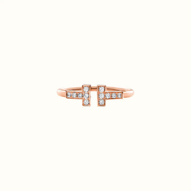 T Narrow Rose Double Pavé Ring