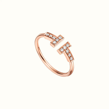 T Narrow Rose Double Pavé Ring