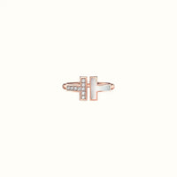 T Narrow Rose White Inlay Pavé Ring