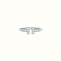 T Narrow White Double Pavé Ring
