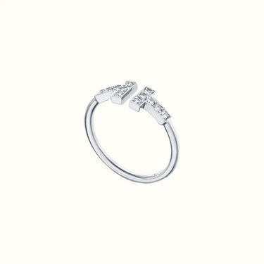 T Narrow White Double Pavé Ring