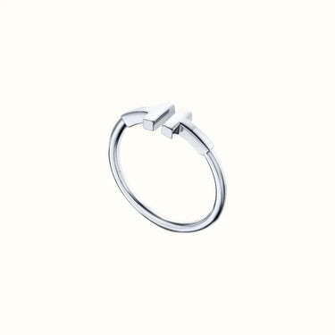 T Narrow White Wire Ring
