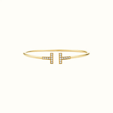 T Narrow Double Pavé Bangle Bracelet