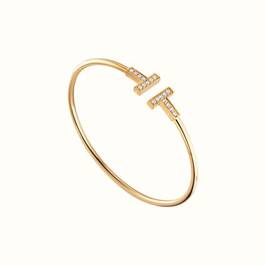 T Narrow Double Pavé Bangle Bracelet