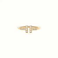 T Narrow Double Pavé Ring