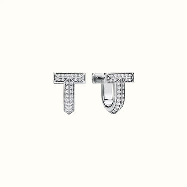 T Smile White Pavé Hoop Earrings