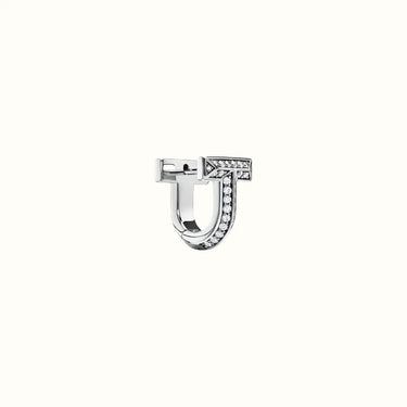 T Smile White Pavé Hoop Earrings