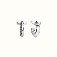 T Smile White Pavé Hoop Earrings
