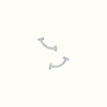 T Smile White Pavé Stud Earrings