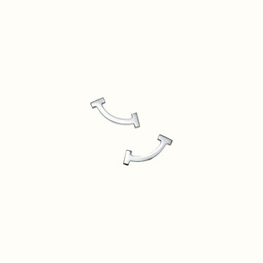 T Smile White Polished Stud Earrings