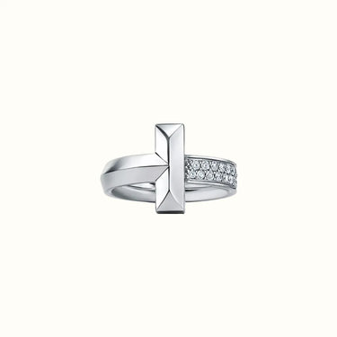 T White Half Pavé Wrap Ring