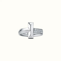 T White Half Pavé Wrap Ring