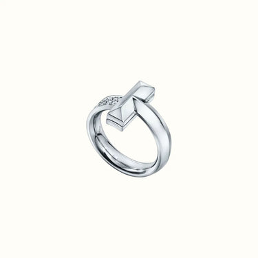 T White Half Pavé Wrap Ring