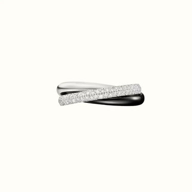 Trinity Black and White Pavé Interlocking Ring