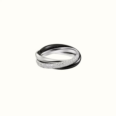 Trinity Black and White Pavé Interlocking Ring