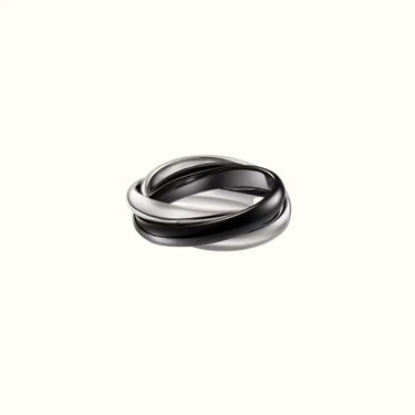 Trinity Black and White Polished Triple Ring