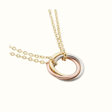 Trinity Tri Tone Interlocking Ring Necklace