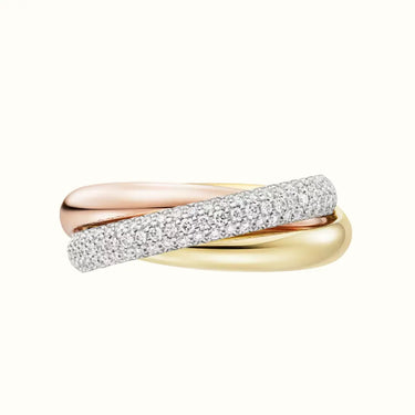 Trinity Tricolor Pavé Ring