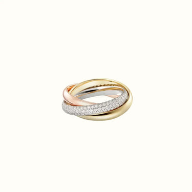Trinity Tricolor Pavé Ring