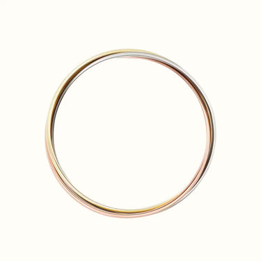 Trinity Tricolor Polished Interlocking Bangle Bracelet