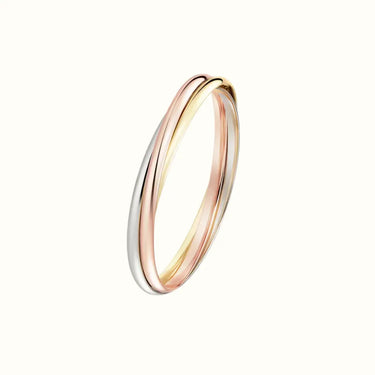 Trinity Tricolor Polished Interlocking Bangle Bracelet